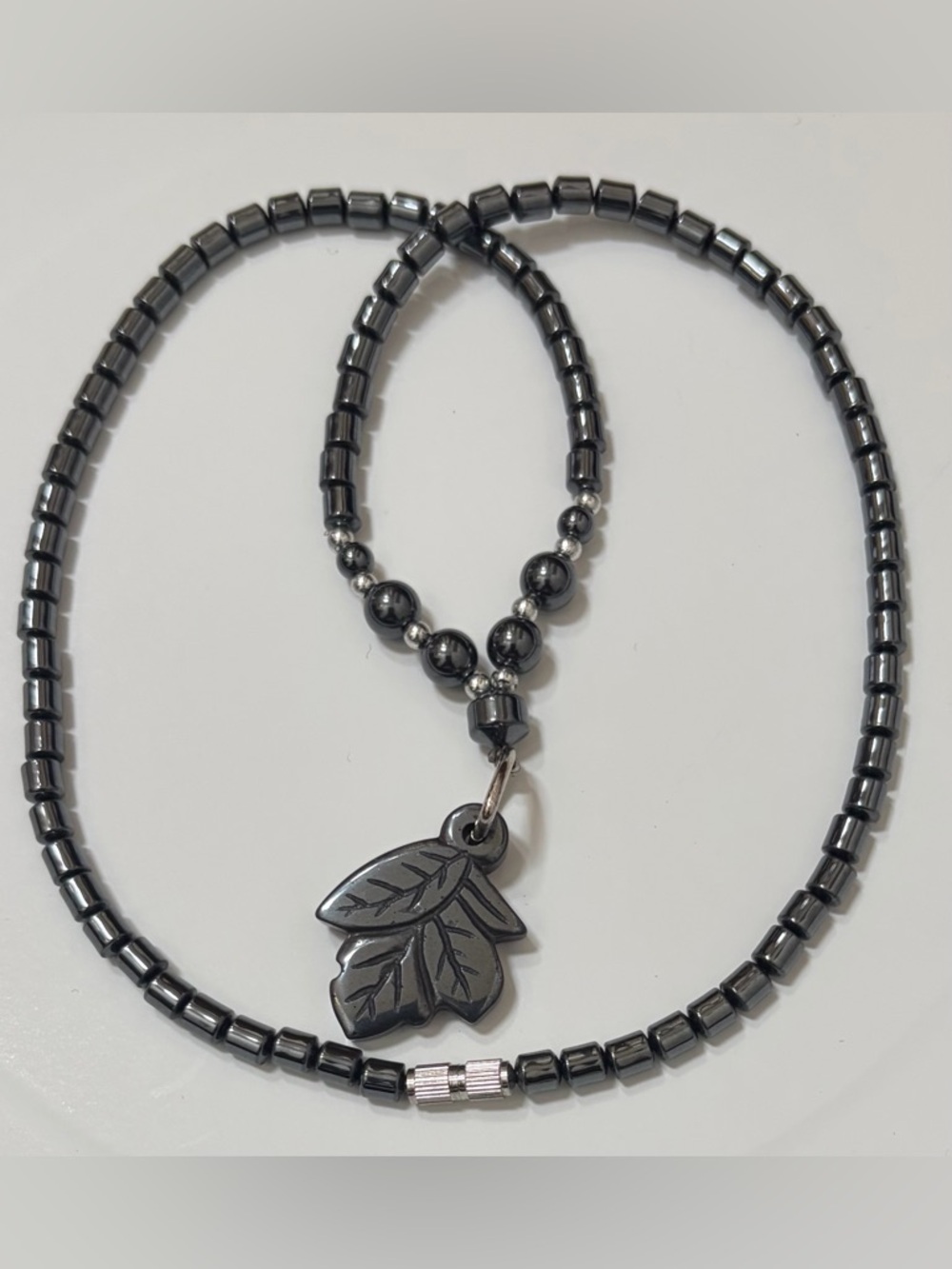 Handmade Hematite Leaf Necklace
